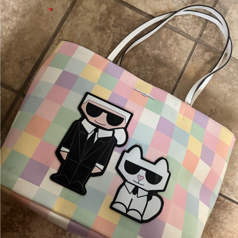 Karl Lagerfeld Pastel Checkered Tote Bag